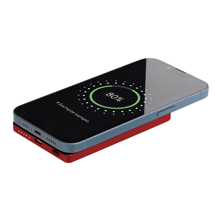 Внешний аккумулятор Атлантис (Atlantis) PD 5000mAh с функцией беспроводной зарядки 15W, красный — изображение 8