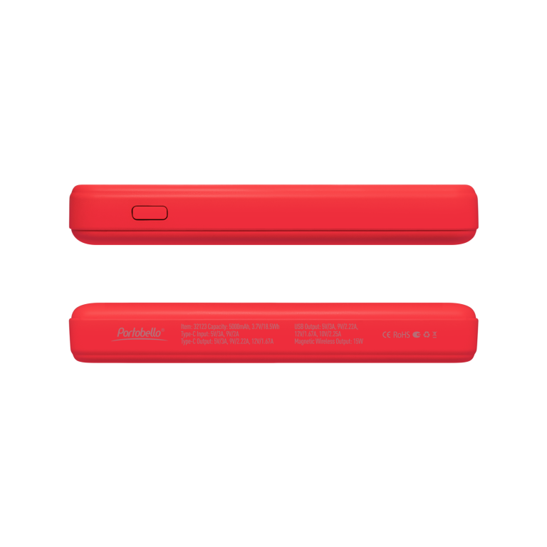 Внешний аккумулятор Ларго PD (Largo PD) 5000mAh с функцией беспроводной зарядки 15W, красный — изображение 5