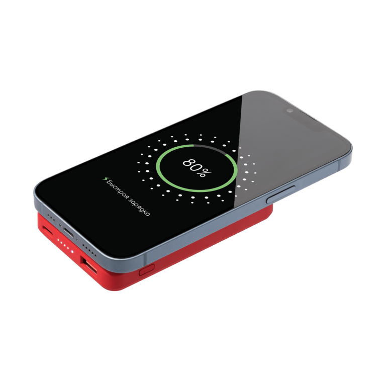 Внешний аккумулятор Ларго PD (Largo PD) 5000mAh с функцией беспроводной зарядки 15W, красный — изображение 7