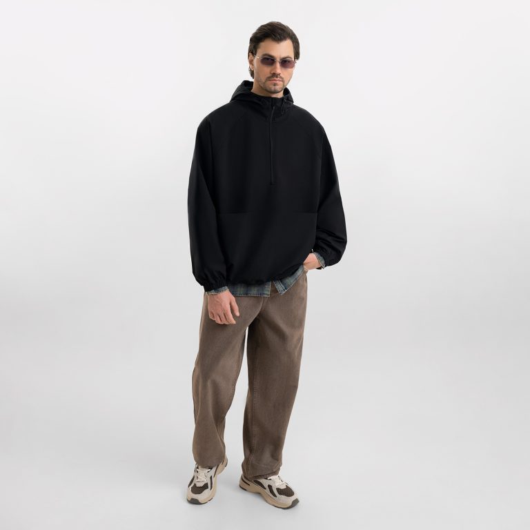 Ветровка (анорак) оверсайз унисекс Риссман (Rissman), черная — изображение 2