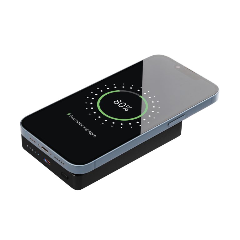 Внешний аккумулятор Атлантис Плюс PD (Atlantis PD Plus) 10000mAh с функцией беспроводной зарядки 15W, черный — изображение 8