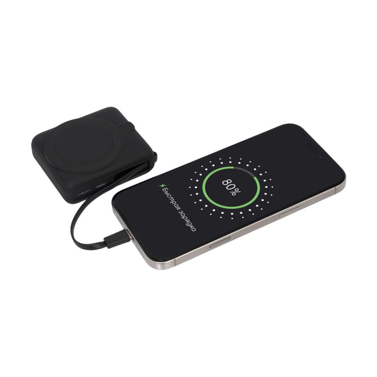 Внешний аккумулятор с подсветкой Риттер PD (Ritter PD) 10000mAh с функцией беспроводной зарядки 15W, черный — изображение 9