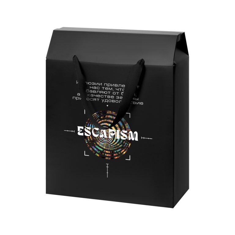 Подарочная коробка-пакет универсальная большая, черная — изображение 7