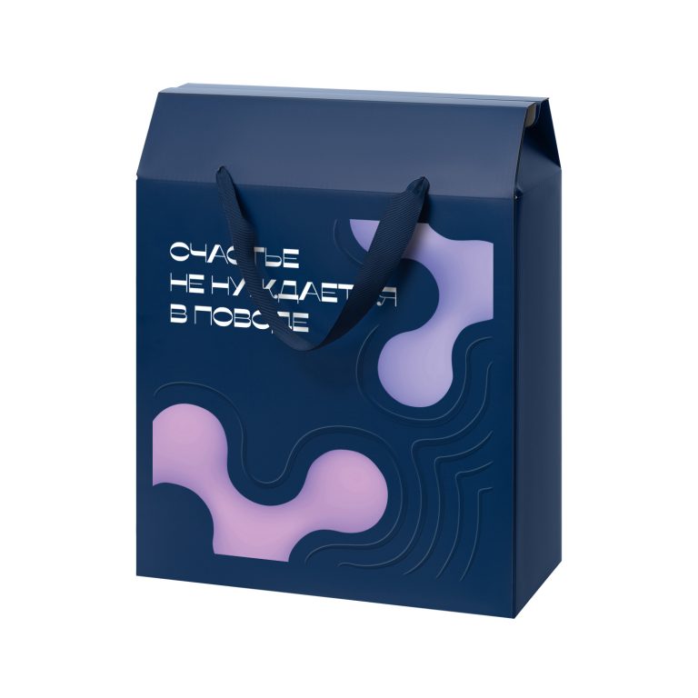 Подарочная коробка-пакет универсальная большая, синяя — изображение 7