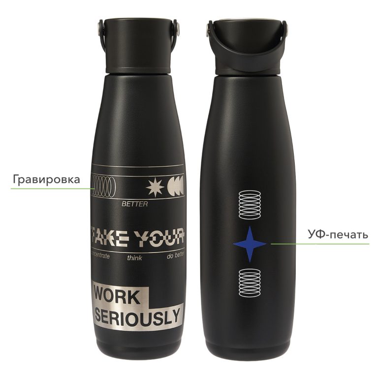 Термобутылка вакуумная герметичная Боска (Bosca), черная — изображение 9