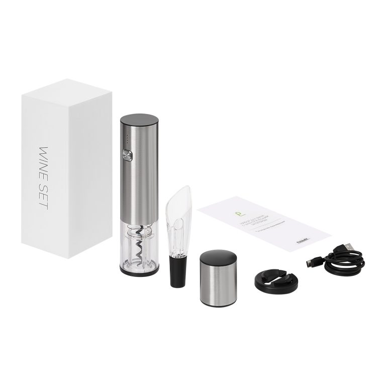 Набор для вина с электрическим штопором Винтаро (Vintaro), серебряный — изображение 9