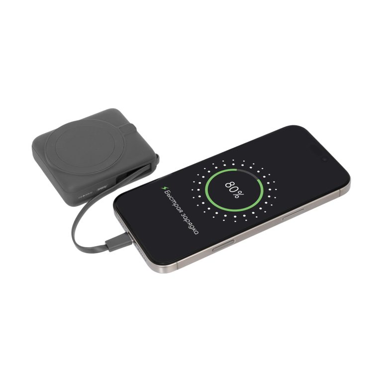 Внешний аккумулятор с подсветкой Ritter PD 10000mAh с функцией беспроводной зарядки 15W, серый — изображение 10