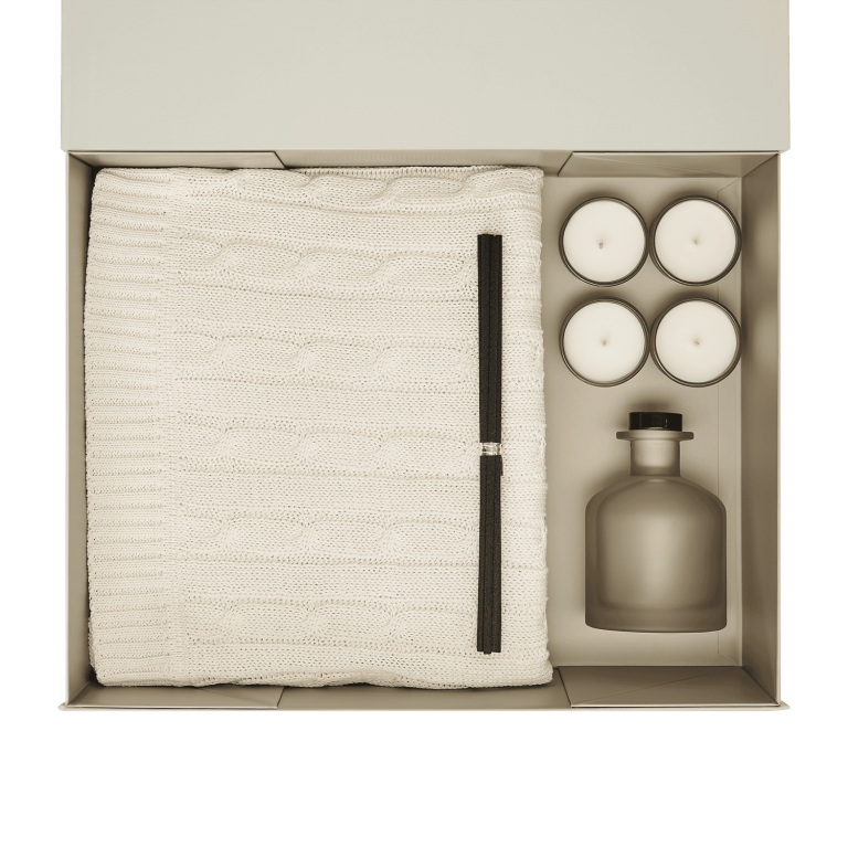 Подарочный набор Сенто (Sento), Фадо (Fado), бежевый (свеча, диффузор, плед) — изображение 3