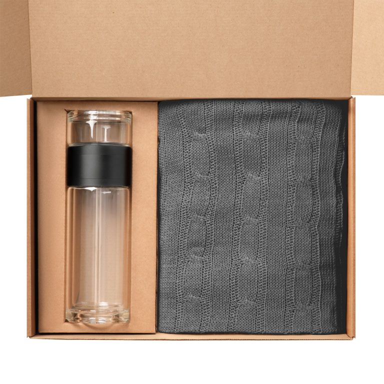 Подарочный набор Терсо (Terso), Фадо (Fado), серый (плед, термобутылка) — изображение 2