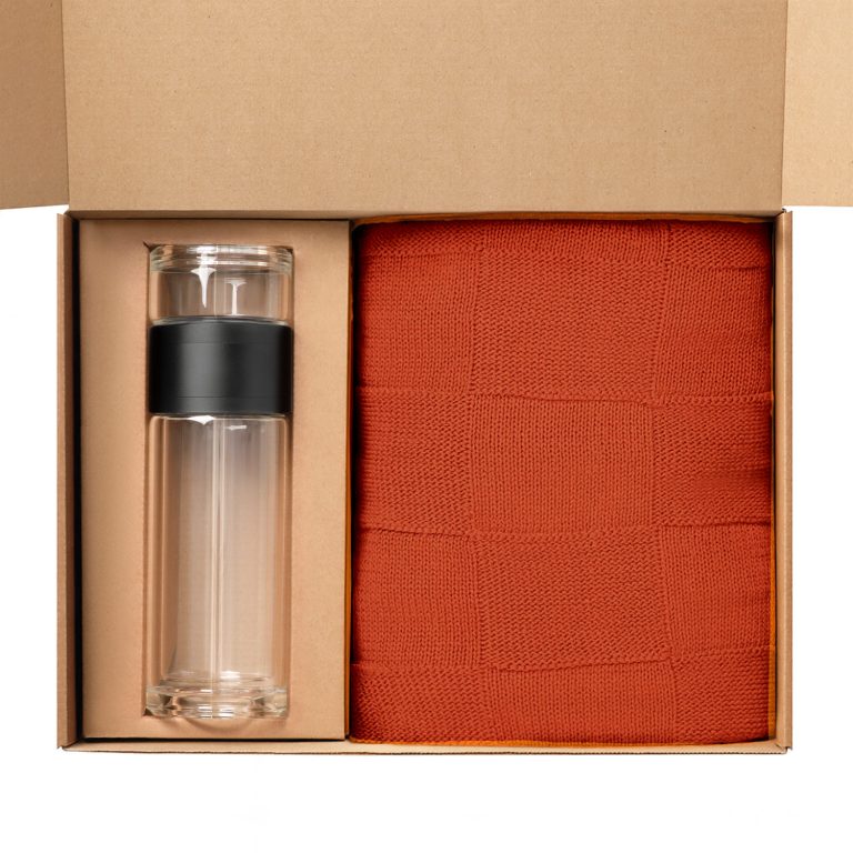 Подарочный набор Терсо (Terso), Селла (Cella), оранжевый (плед, термобутылка) — изображение 2