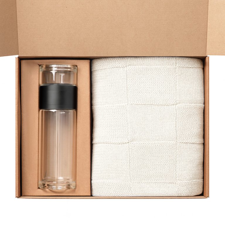 Подарочный набор Терсо (Terso), Селла (Cella), бежевый (плед, термобутылка) — изображение 2