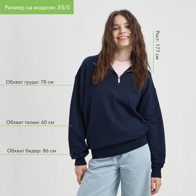 Толстовка на молнии унисекс Флоу (Flow), темно-синяя, размер 5XL/6XL — изображение 5